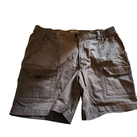 Foundry Cargo Shorts Brown Pockets With Side Elastic Waistband Size 48 - Picture 1 of 3